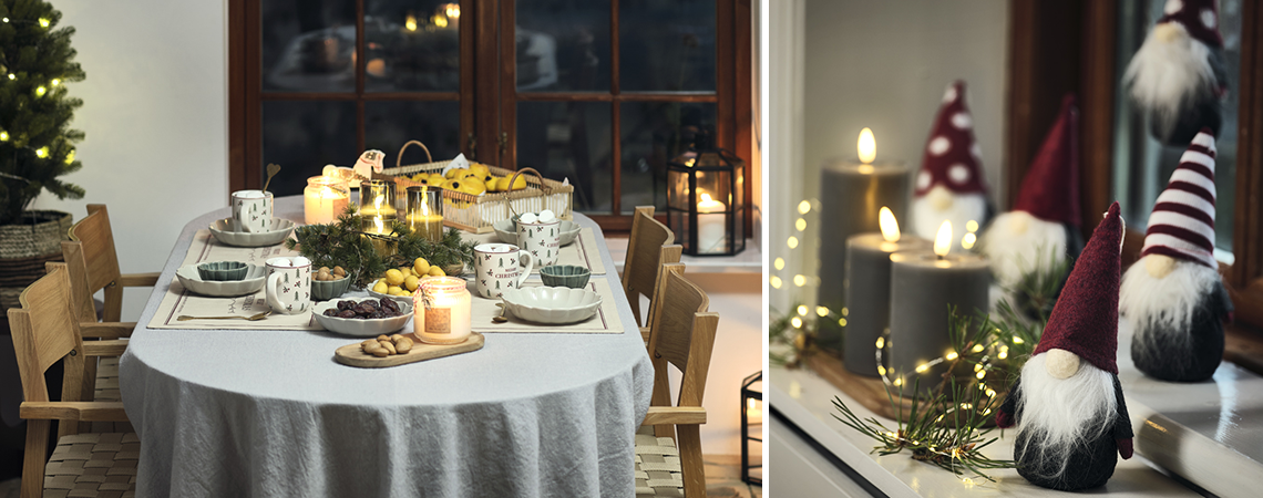 Decora tu casa para la Navidad con los elfos y una bonita decoración de la mesa