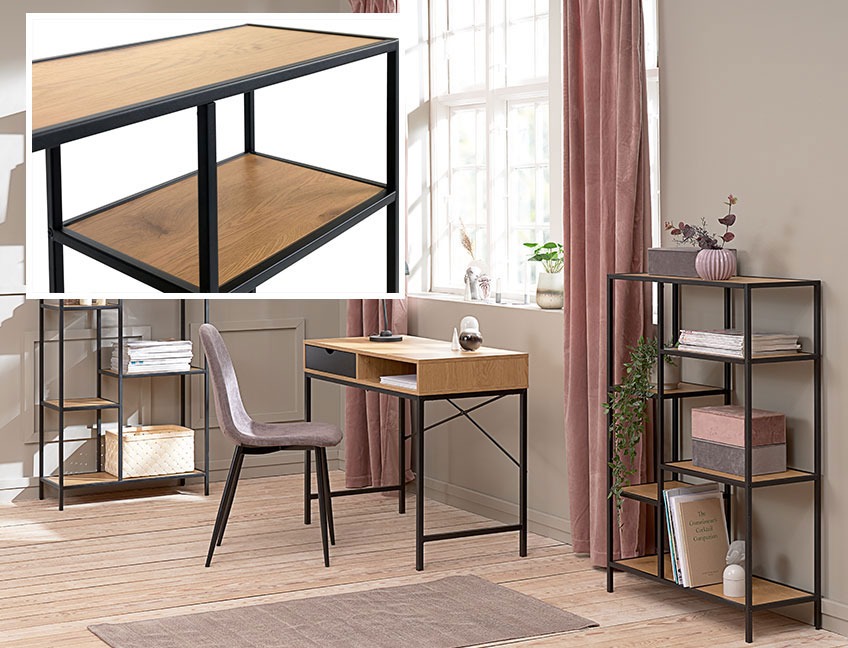 Oficina con escritorio TRAPPEDAL, silla JONSTRUP y estantería TRAPPEDAL Oficina con escritorio, silla y estanteria