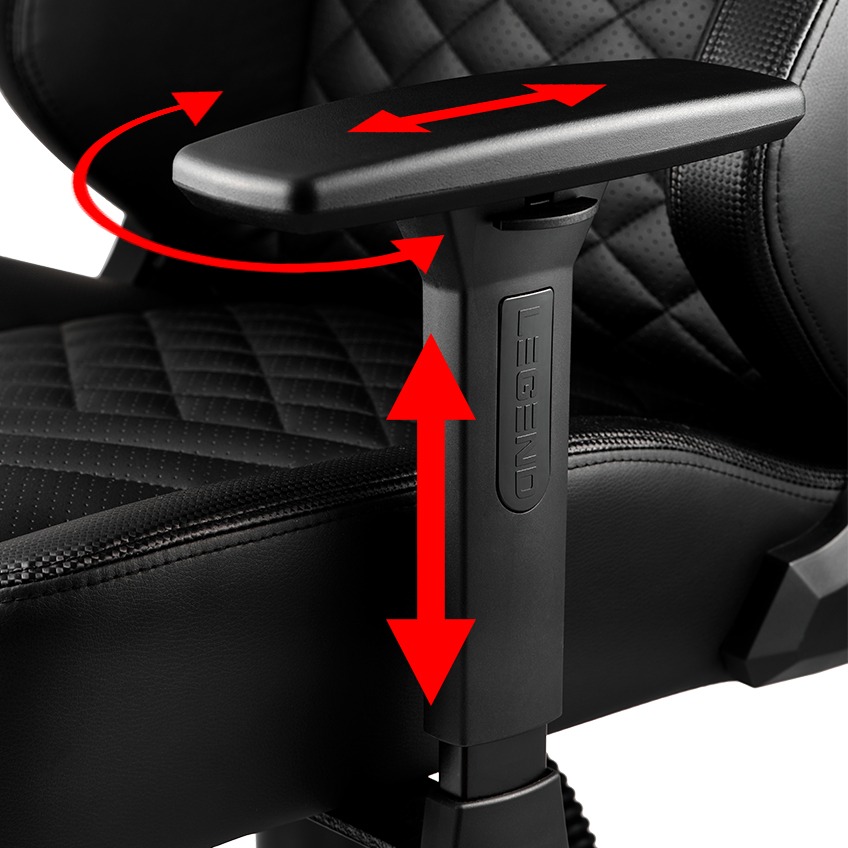 A black gaming chair with adjustable armrests 