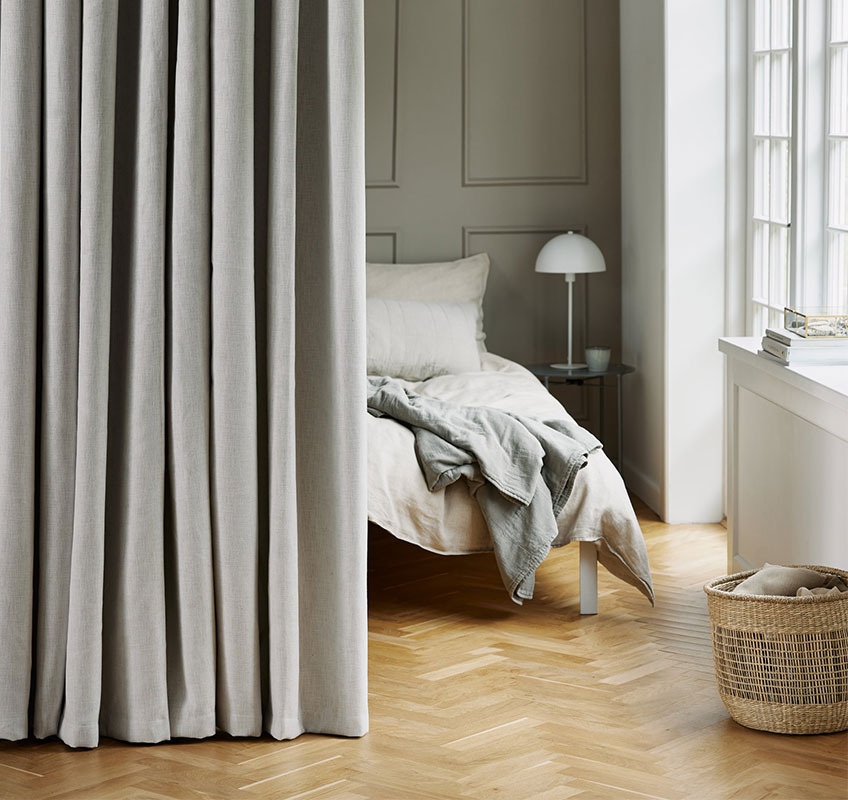 HITRA dimout curtain Dimout curtain used at room divider in front of bed